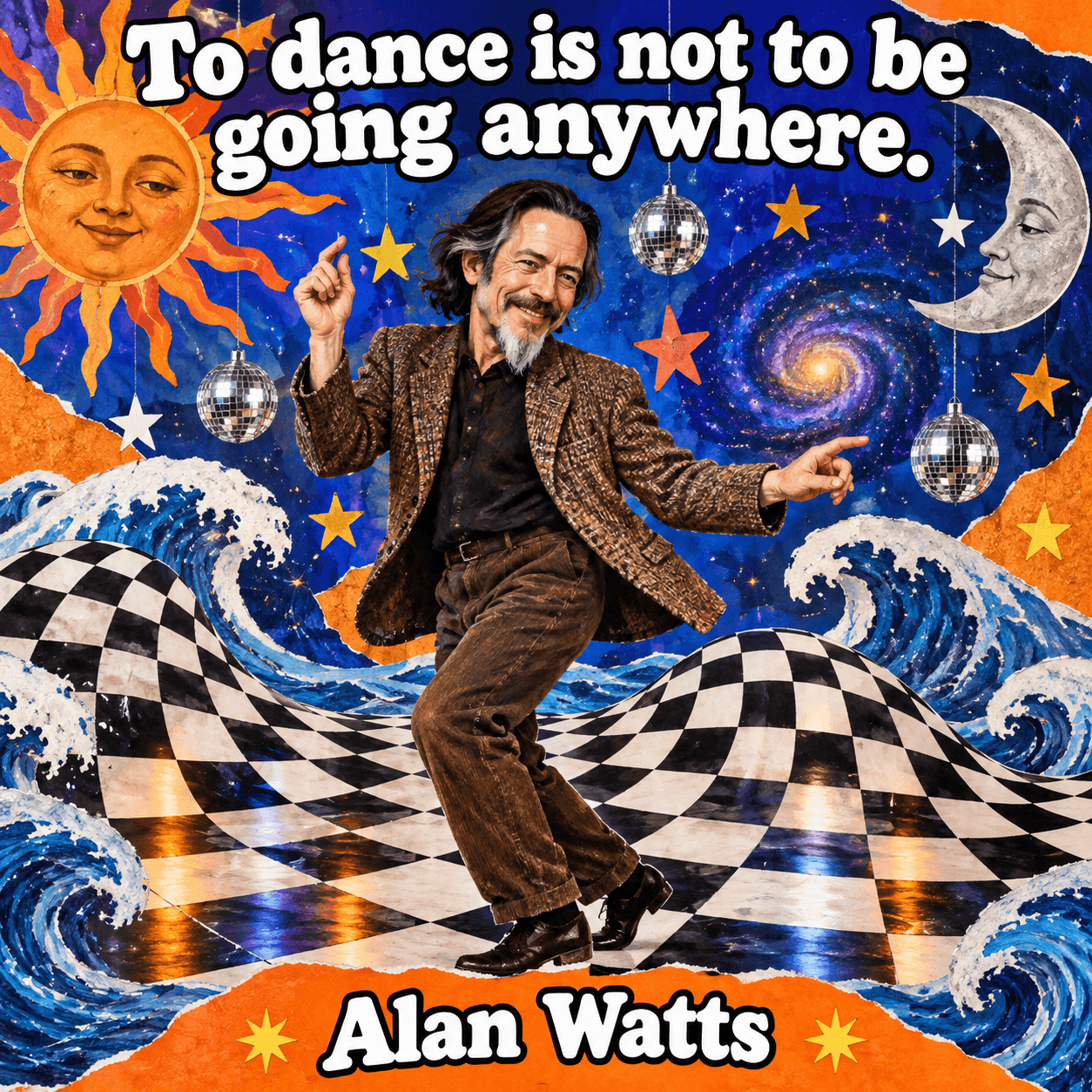 Quote by Alan Watts: To dance is not to be going anywhere.