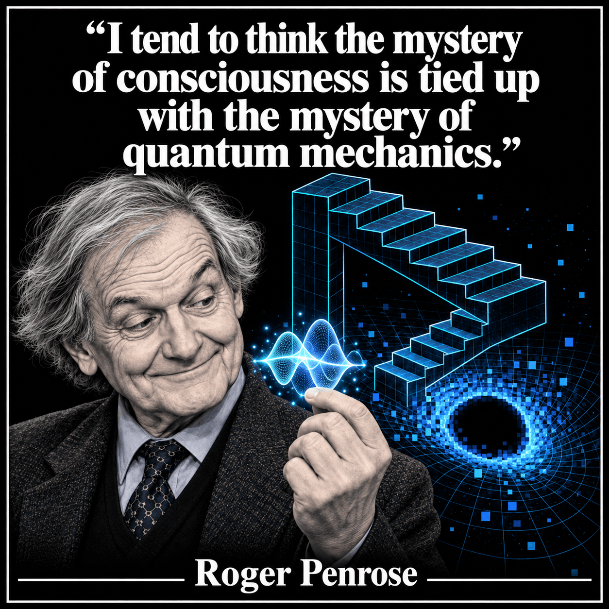 Quote by Roger Penrose: I tend to think the mystery of consciousness is tied up with the mystery of quantum mechanics.